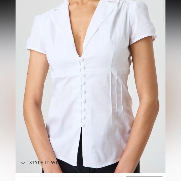 Glossons- Cap Sleeve Button Up Blouse - Picture 4 of 4